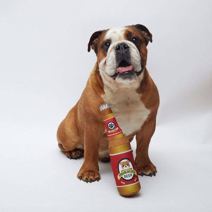 Bierflasche '"Barker's Brew Premium Beer" mit Quietscher, knistert | Hundespielzeug