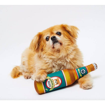 Bierflasche '"Barker's Brew Premium Beer" mit Quietscher, knistert | Hundespielzeug